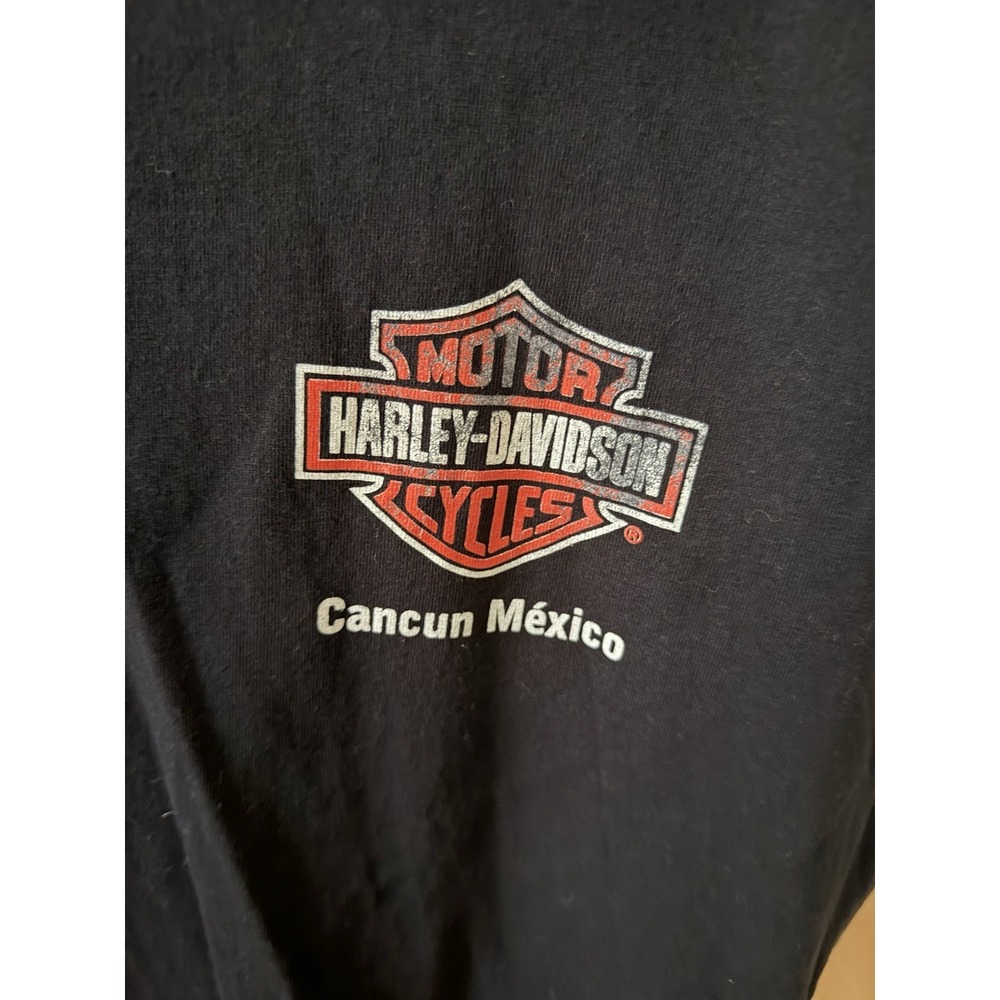 Harley Davidson Cancun Mexico Skull Graphic Dealer T Shirt Mens 2XL 100% Cotton - Picture 3 of 4